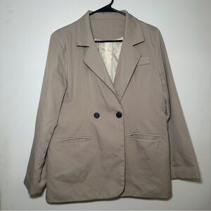 Women’s Taupe Double-Breasted Blazer Jacket
